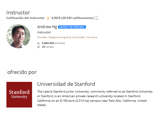 cursos de inteligencia artificial Standford