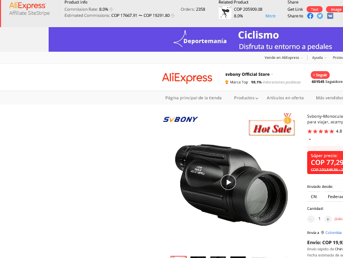telescopio monocular, marketing de afiliados