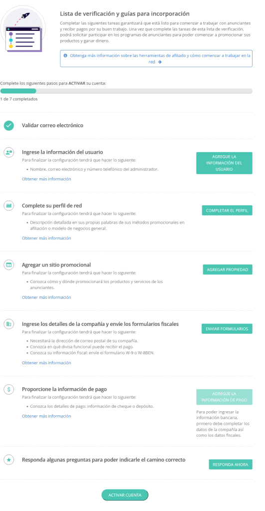 Esta es una imagen que describe todo el proceso que tienes que hacer para activar tu cuenta en la red CJ