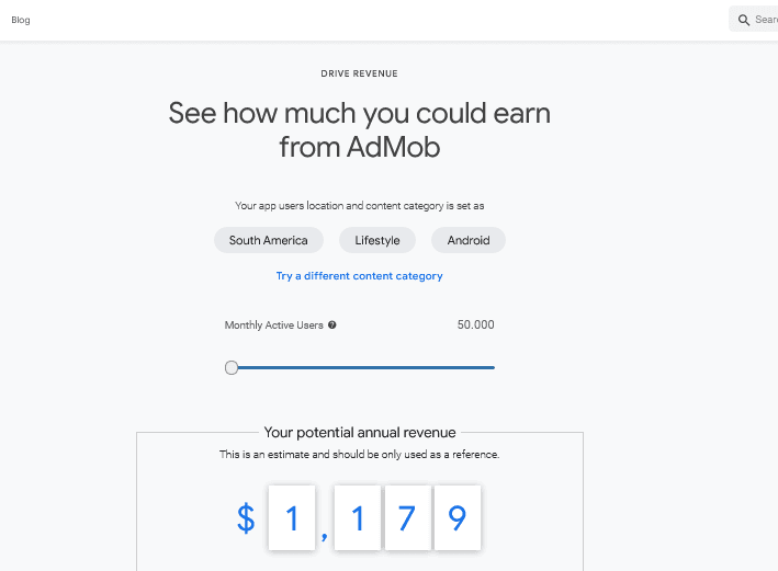 admob calculo de cuanto dinero se gana