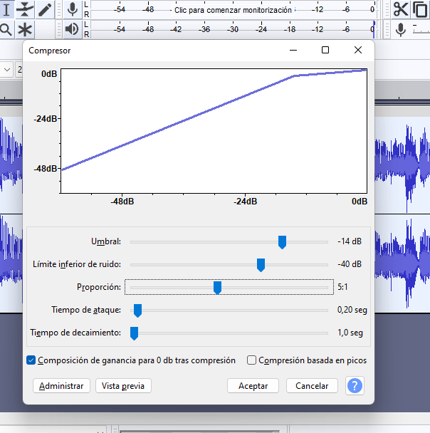 compresor audacity como mejorar un archivo de voz en audacity