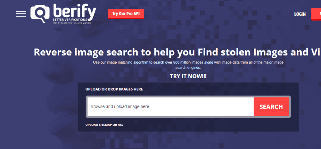 Busqueda inversa de imágenes y videos en Berify