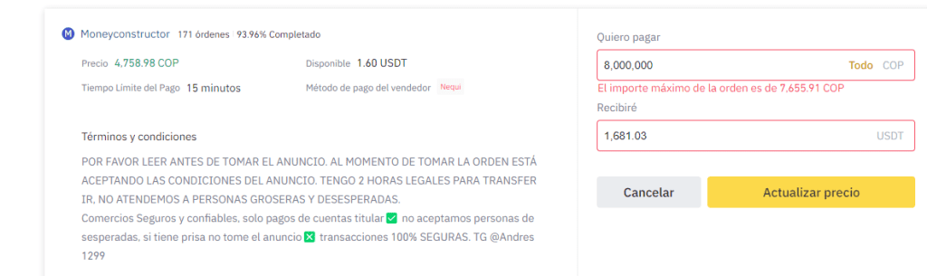 comprar usdt en binance