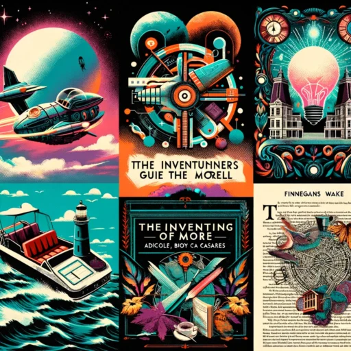 A-collage-featuring-elements-from-five-classic-novels-each-represented-by-a-unique-icon